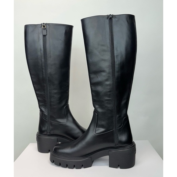 New Stuart Weitzman Soho Knee High Boot Black Leather Sz 9 - Picture 10 of 15